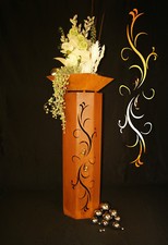 8-Eck Säule Barocco Edelrost  Rost Metall Design  Garten Deko Stele Edelstahl 