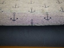 maritimes Stoffpaket HILCO Jersey, 2 x 25x150/160 cm, ANKER & uni BIO-Bw-Jersey