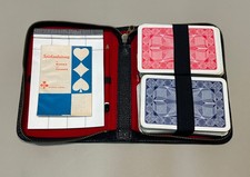 Kartenspiel Set im Leder Etui Rommé Bridge Canasta Schmidt Spiele Vintage