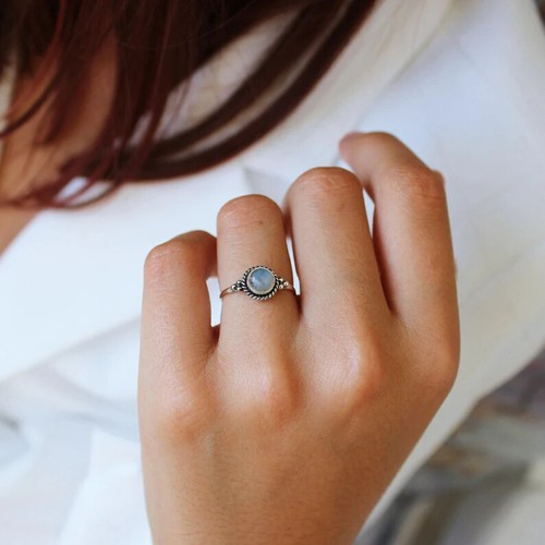 Brillanter mondstein ring 925 - ring,