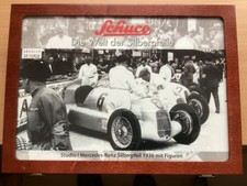 Schuco Mercedes Oldtimer Rennwagen 1936 mit Figuren In Originalverpackung Holz