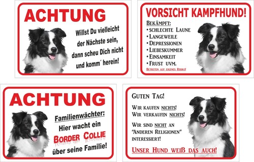 Schild achtung border collie - achtung,