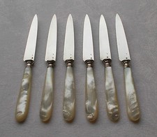 *RAR* Set 6 eleganten Käse-/Obstmesser in 800er Silberklingen mit MOP Frankreich