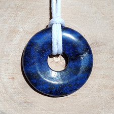 Lapislazuli Donut Heilstein Anhänger 30mm | Edelstein Chakra Schmuck Naturstein