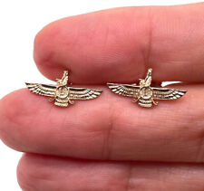 18 Karat Gelbgold Farvahar Ahura zoroastrische Achämeniden Ohrstecker