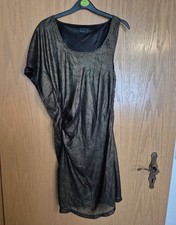 Abendkleid Minikleid Asymmetrisch Schwarz Gold Ärmellos Vero Moda Größe 36