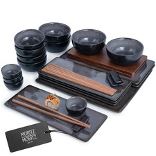 Sushi Set Geschirr Service Sushigeschirr Teller Schüssel Dip Schale Japan Grau