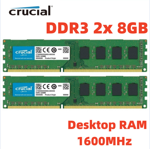 Crucial ddr3 1600mhz - 2x, 8gb