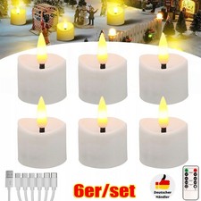 6x LED Teelichter mit Fernbedienung | Timer & Dimmbar | USB-C Aufladbar Warmweiß