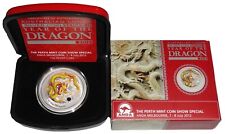 Australien 1 Oz Silber Lunar II Drache Farbe 2012 Coin Show Special Melbourne