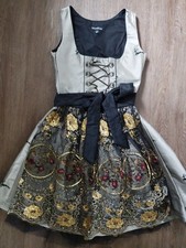 MondKini Dirndl silbergrau, Spitzenschürze, Rock 55 cm, Gr. 34, Top