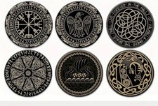 6x Wikinger Holz Untersetzer