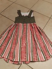 Kleid ärmellos Mädchen, Träger, Trachten Optik, rot/weiß/grün, Gr. 116, Chiemsee