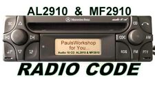 Radio Code 24H Mercedes Benz Audio 10 CD MF2910 AL2910 AL/MF2199 Becker Alpine