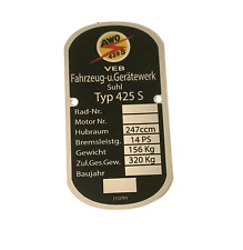Rahmenplakette Typenschild pass. f. Simson AWO 425 Sport Deutsche Hersteller TOP