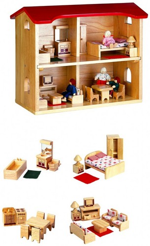 Puppenhaus mit einrichtung - puppenhaus,