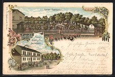 Lithographie Herressen b. Apolda, Haupt´s Gasthof zu Herressen, Garten-Restaura 