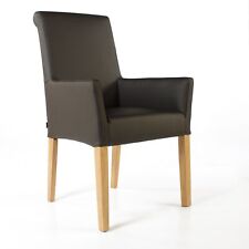 Armlehnstuhl Galdo Leder Dark Braun Beine Eiche | Ledersessel Lederstuhl Sessel