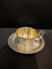 Russische 875er Silber Mokkatasse mit Untertasse