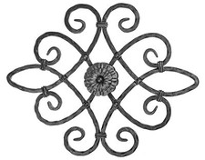 SCHMIEDEEISEN ORNAMENT 53x42cm GITTER FÜR TORE ZÄUNE STAHL GESCHMIEDET