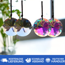 2x Kristall rund Sonnenfänger bunt&transparent Kristall 45mm  Fenster Dekoration