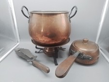Stöckli,Swiss,Fondue/Feuerzangenbowle Set,Kupfertopf,gehämmert,Vintage 