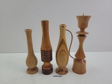 Konvolut Deko Vasen mit Glaseinsatz und Kerzenhalter Holz Braun DDR #258782