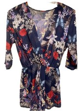 overall jumpsuit sommer kurz blau mit Blumenmuster