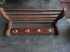 Garderobe Wandgarderobe Holz mit Hutablage 4x Doppelthaken 60er Jahre 60 x 20cm