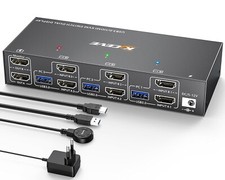 KVM Switch HDMI 3 PC 2 Monitore 4K@60Hz USB 3.0 Dual Monitor Umschalter Remote