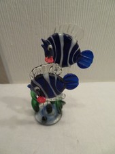2 Fische aus Glas blau weiß