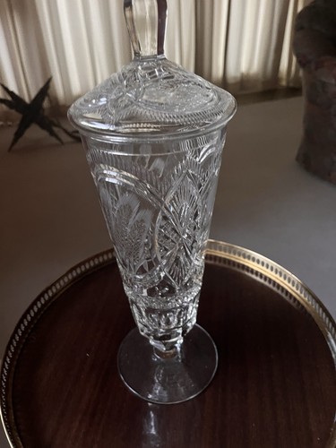 Bleikristall glas deckelvase - glas,