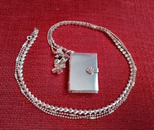 Hultquist Kette lang mit Medaillon Buch groß zum Öffnen, silber - wie neu