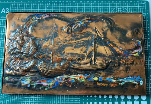 Kupfer relief maritim - kupfer,