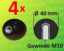 4x Kugelknopf M10 Ø40mm schwarz m. Stahlgewinde Hebelknopf Schaltknauf Kugelkopf