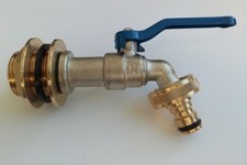 1" AG-Durchführung mit 3/4" Auslaufhahn für Regenfass Wassertonne IBC # 17 G