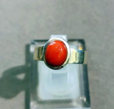 Ring mit natürlicher roter Koralle, 925er Silber, Gr. 18,1 -
