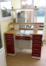 ILK-Dental Einzel Arbeitsplatz rot, Labortisch, Dentalmöbel, Zahntechnik