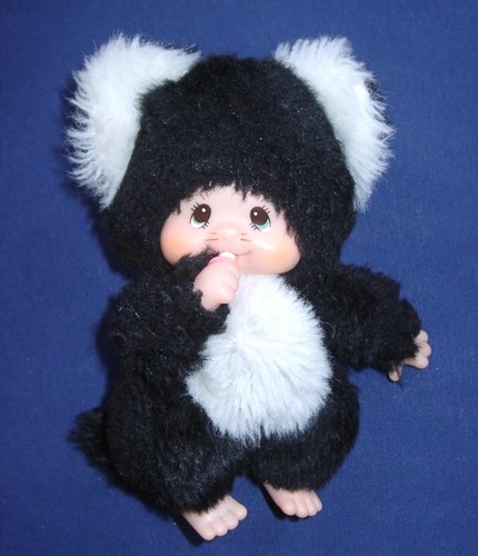 Monchhichi katze schwarz weiß - schwarz,