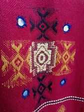 Edel Mantel Gehrock Kurta Ethno Etsy bestickt Cachet Rot Wolle Top Unikat  ?RAR