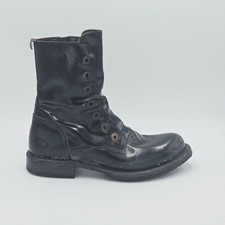 Damenschuhe Moma Gr. 37 Stiefeletten schwarz glänzend Leder Ruined Optik 225DA