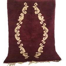 Vintage Handgeknüpfter Marokkanischer Teppich Authentisch Berber...