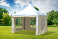 Gartenpavillon 3x3m PVC Weiß Beige Pagode Partyzelt Wasserdicht Fenster Bier