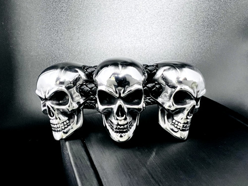 Drei totenkopf armband leder - armband,