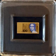 Goldbarren 100 DM-Banknote 01.08.1997 , Tschad 3000 Francs CFA   999er Gold