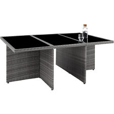 ALU Tisch Gartentisch Esstisch Rattanmöbel Sitzgruppe Glastisch grau B-Ware