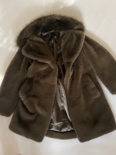 Diane von Fürstenberg Mantel Jacke Fake Fur Felljacke Khaki M Top Zustand