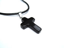 Onyx schwarz Anhänger Kreuz 2,8 cm Edelstein Kreuzanhänger an Schmuckband