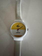 Lacoste Uhr Weiß Leder Armband Neuwertig 