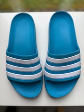 Adidas Badeschlappen Pool Slides Adilette hellblau/türkis weiße Streifen Gr. 37
